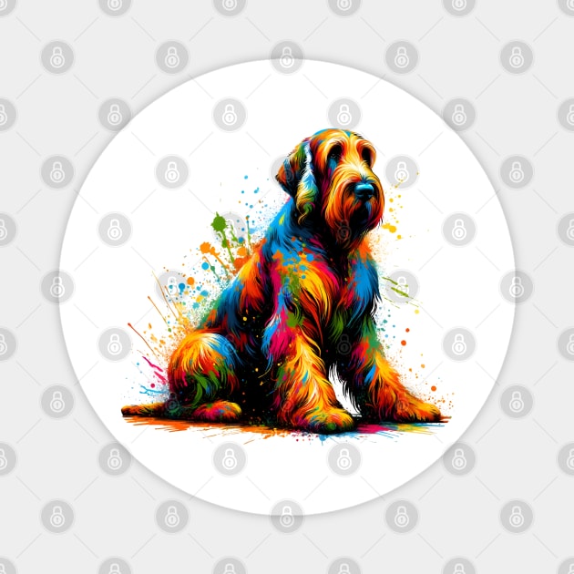 Spinone Italiano Captured in Vivid Splash Paint Style Magnet by ArtRUs